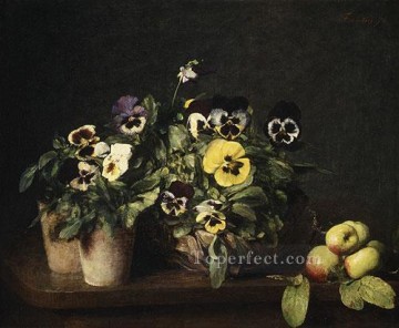  floral Pintura Art%C3%ADstica - Naturaleza muerta con pensamientos 1874 pintor Henri Fantin Latour floral
